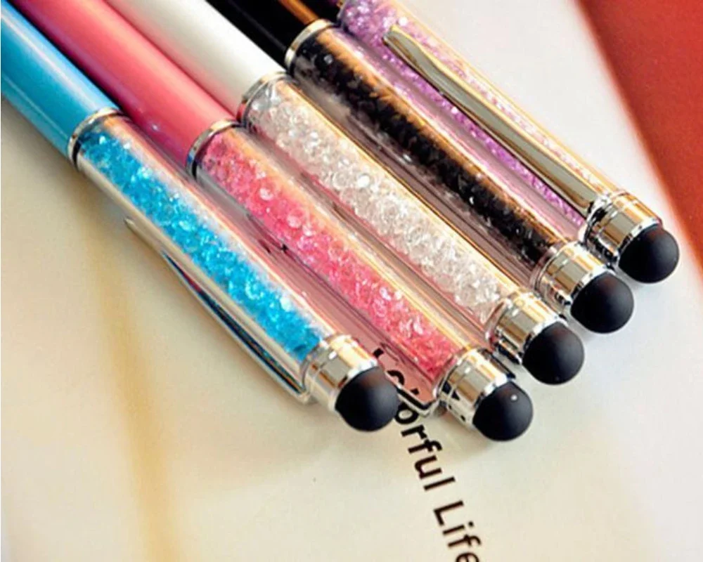 100pcs Universal 2 in 1 Stylus Pen Crystal Tablet Drawing Capacitive Touch Screen Pen for iPhone Android Mobile Phone PC Pencil