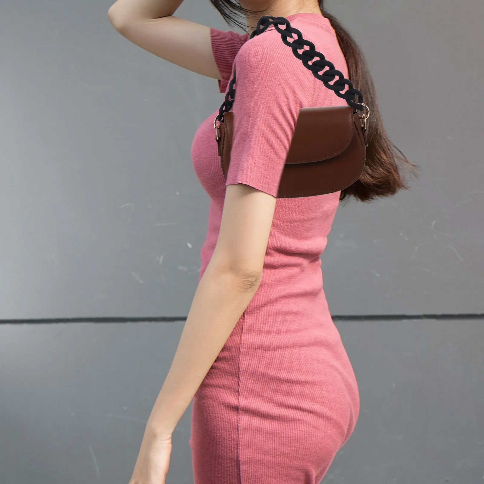 

Resin Bag Chain Matte Black Chunky Link Handle Extender Lightweight Portable Stylish Fashionable Long Time Use Wear Resistance