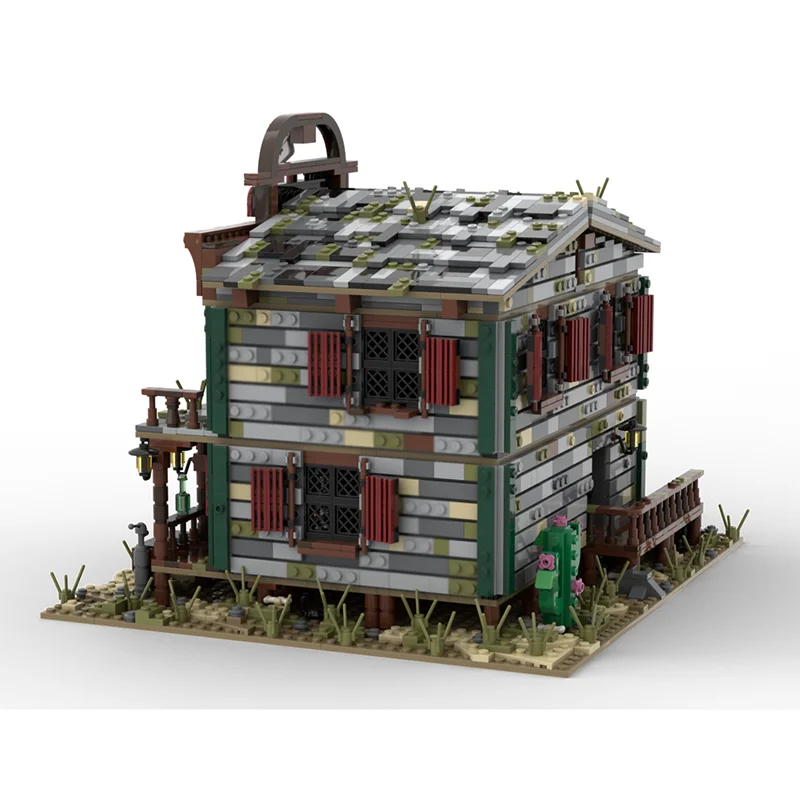 ตัวต่อโมเดลอาคารสองชั้นสไตล์ตะวันตก ชุดตัวต่อเทคโนโลยีแบบแยกส่วน ของขวัญคริสต์มาส ของเล่นประกอบเอง