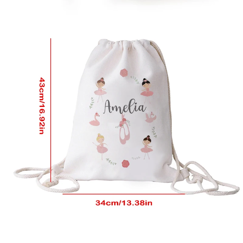 Personalisierter Ballett-Rucksack mit Kordelzug, individuelle Ballett-Tanzschuhe, Geschenktüten für Mädchen, Weihnachten, Geburtstag, Geschenke für den Schulanfang – Detail 4