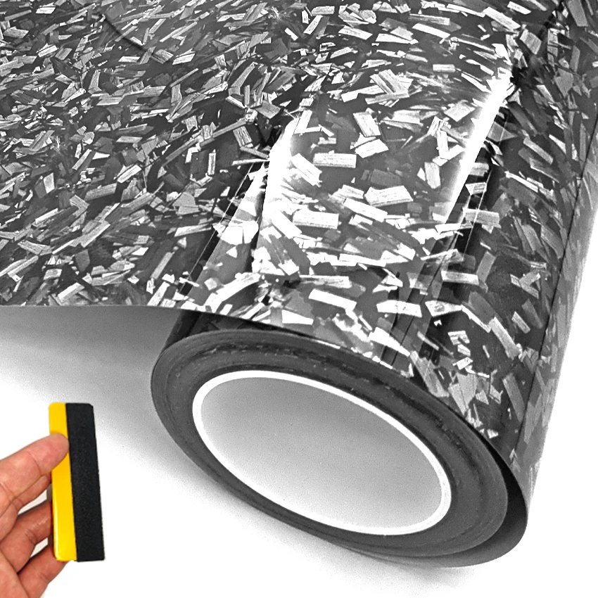 Glossy Silver Forged Carbon Fiber Vinyl Car Wrap Ghost Camo Self Adhesive DIY Styling Interior Stickers For Motorcycle Wrapping