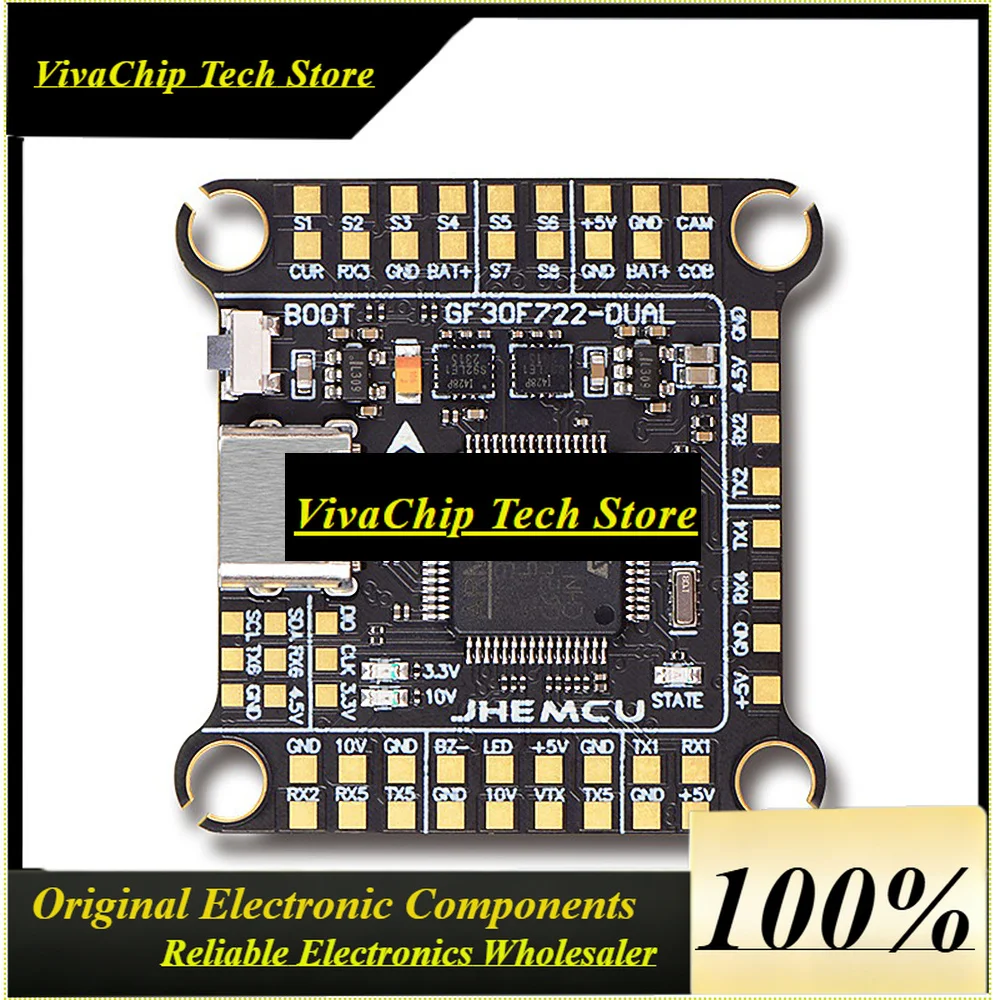 VivaJHEMCU GF30F722 Stack ICM-42688-Px2 DUAL Flight Controller With RuiBet 60A ESC Black Box 16MB 3-6S 30.5x30.5mm For RC FPV Pa