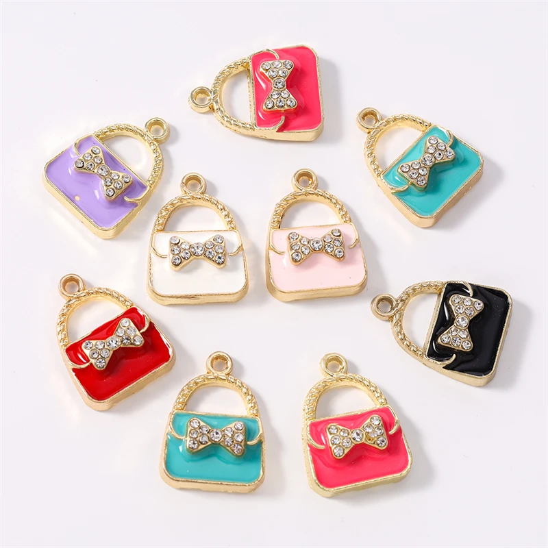 

Duarte 20Pcs/Lot Cute Colorful Enamel Bag Charms Pendants Fit Necklaces Earrings Bracelets DIY Handmade Crafts Jewelry Making