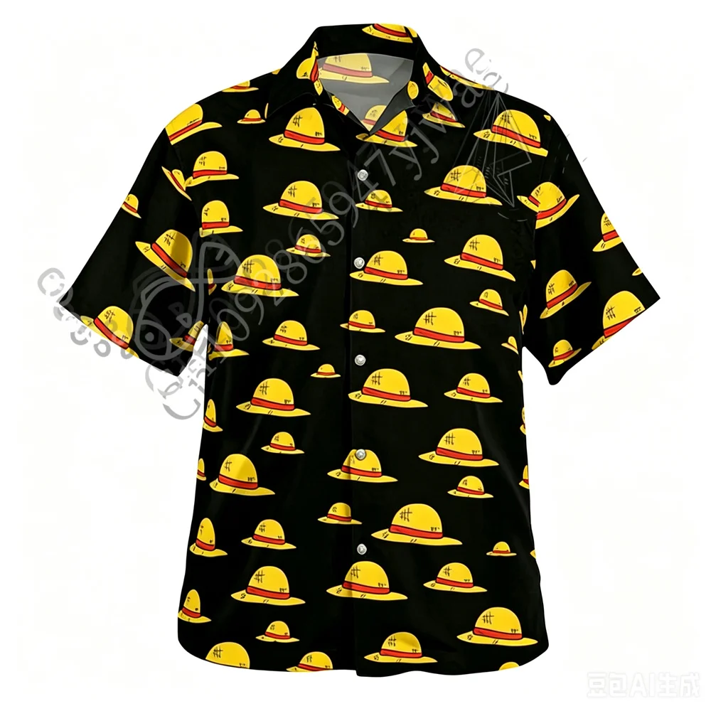 Hawaii Shirts Floral Button-Up Hawaiian Tops Fashion Y2k Harajuku  Pirate Anime Cosplay Men's Shirts Women's Tops Summer T-shirt