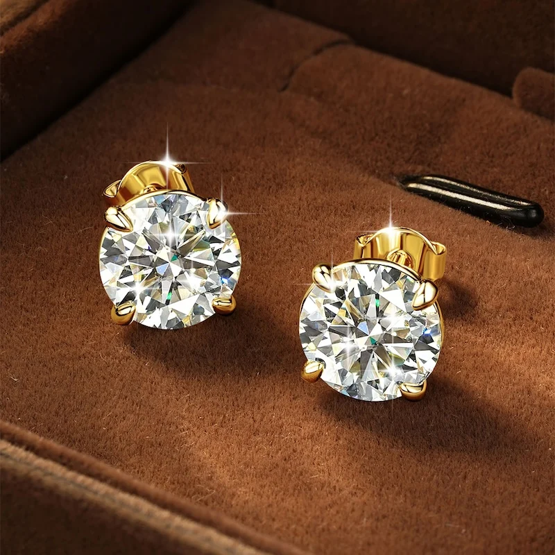 Rrjzz Solitaire Round D-Color 3mm-9mm Moissanit-Ohrstecker für Männer und Frauen 0,1CT-3CT Laborgezüchtete Diamantohrringe GRA Schmuckgeschenke – Detail 7