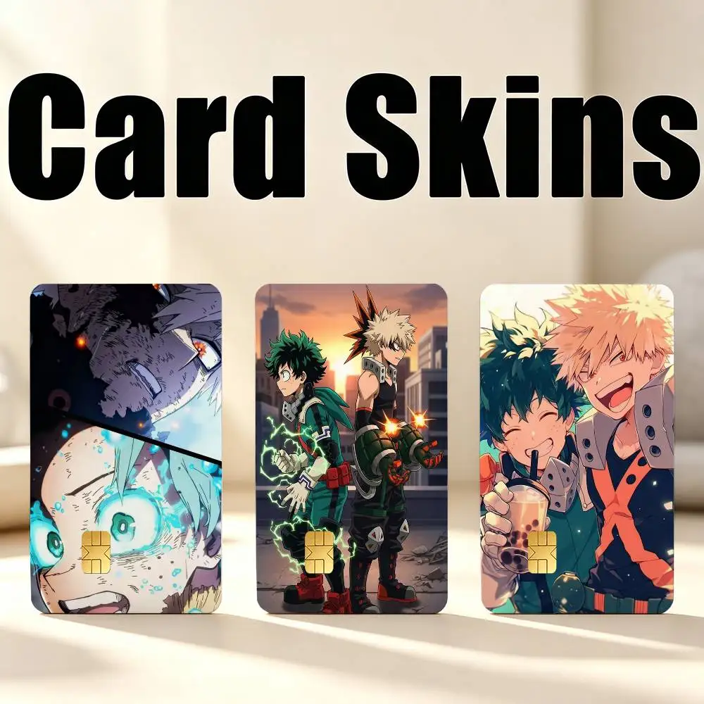 Bakugo Katsuki Midoriya Izuku 1Set 4Pcs Waterproof Card Skin Stickers for Credit Bus IC