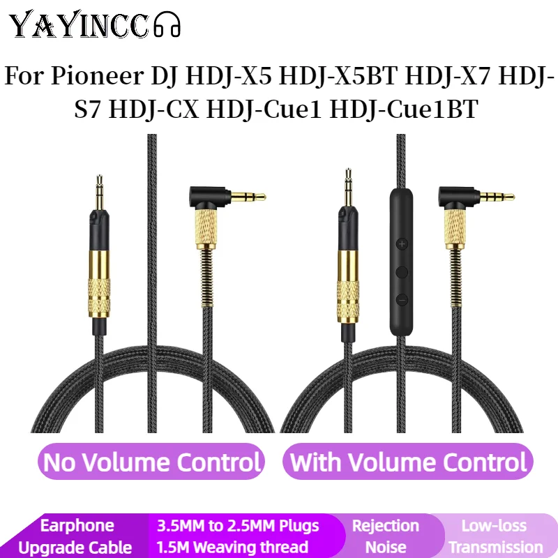 

YAYINCC Replacement Braided Cable Extension Cord For Pioneer DJ HDJ-X5 HDJ-X5BT HDJ-X7 HDJ-S7 HDJ-CX HDJ-Cue1 HDJ-Cue1BT headset