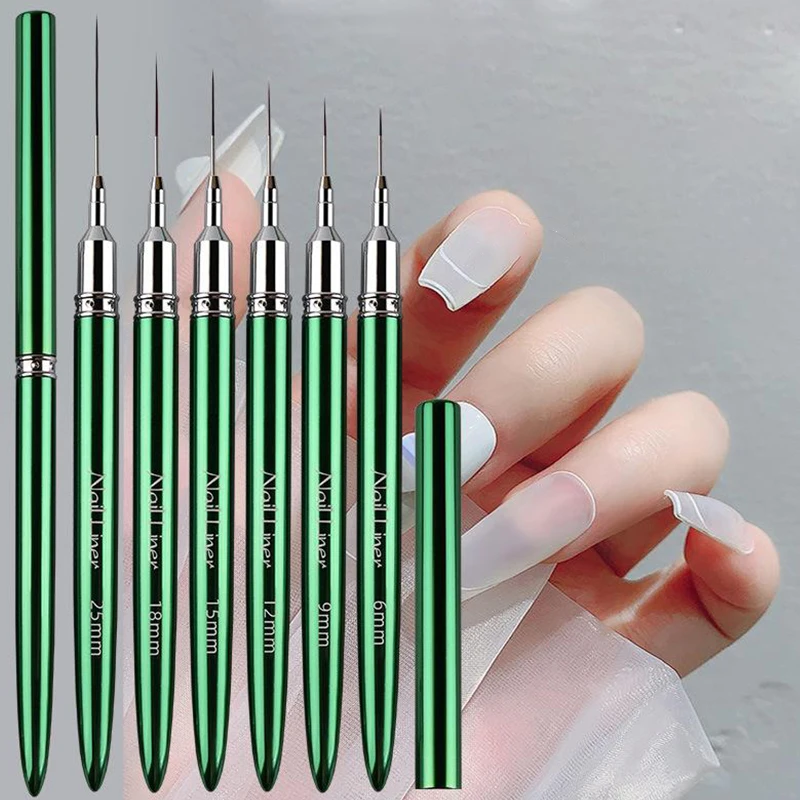 Penna per tirare il tubo dell'ago del chiodo penna speciale per tirare l'asta in metallo verde penna per pittura colorata penna per gancio per unghie pennelli per Liner per Nail Art