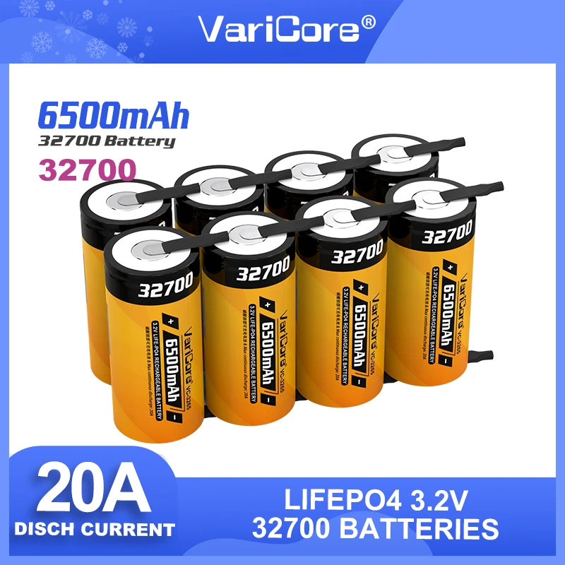

VariCore VC-3265 3.2V 32700 6500mAh LiFePO4 Battery 20A Continuous Discharge Maximum High Power Batteries DIY Nickel sheet