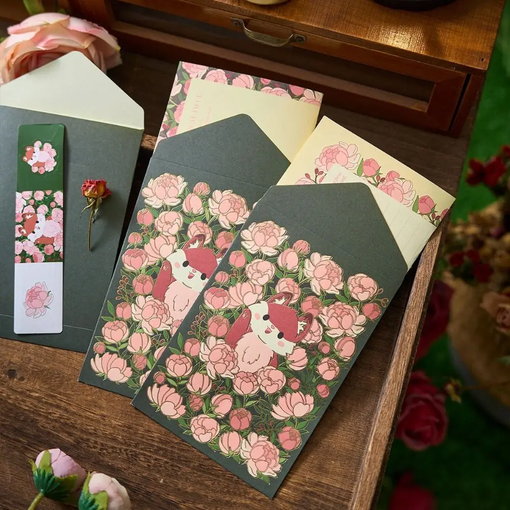 

Multicolor Letter Stationery Lovely Floral Pattern Sealing Labels Card Envelope Set Gift Greeting Writing Paper with Envelopes