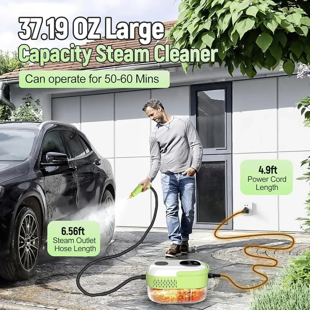 2500W Portable Steam Cleaner Fast Heating 10s Large Capacity with 9 Accessories Heavy Duty Multi-Surface Cleaning 221°F 3BAR