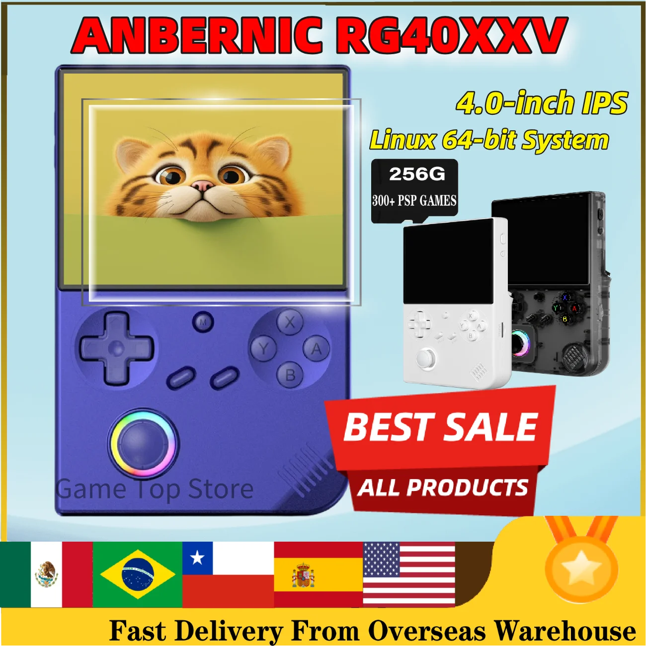 ANBERNIC RG 40XXV Retro Handheld Game Console Rg40XXV Video Game Consoles Support Output 5G Wifi Linux System Bluetooth Psp Game