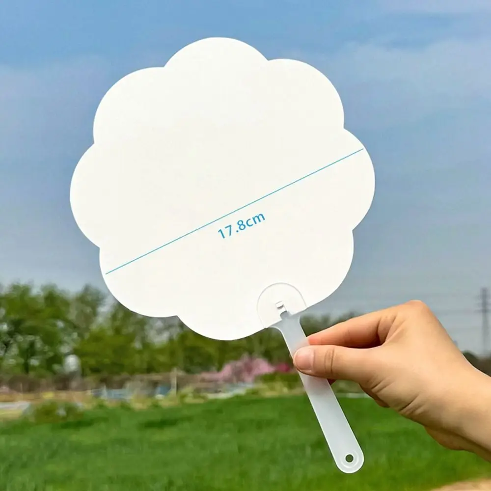 

Multi-functional Plastic Transparent Fan Handheld Unfinished Blank Painting Fans Round Thicken Graffiti Fans Children