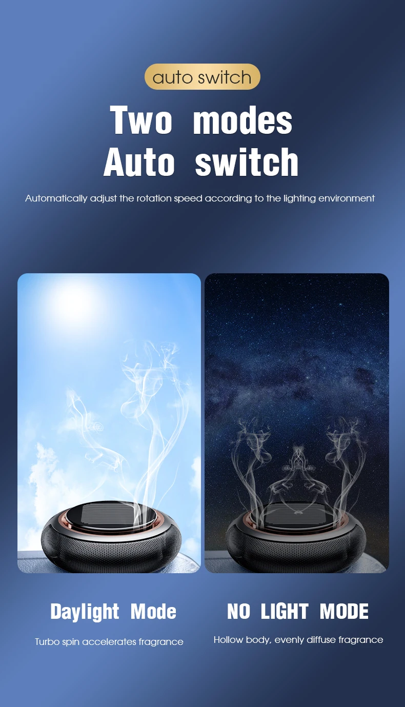 Neue hochwertige Solarenergie rotierende Aromatherapie Auto Lufterfrischer Parfüm Duft Aroma Diffusor Dekoration Zubehör – Detail 6