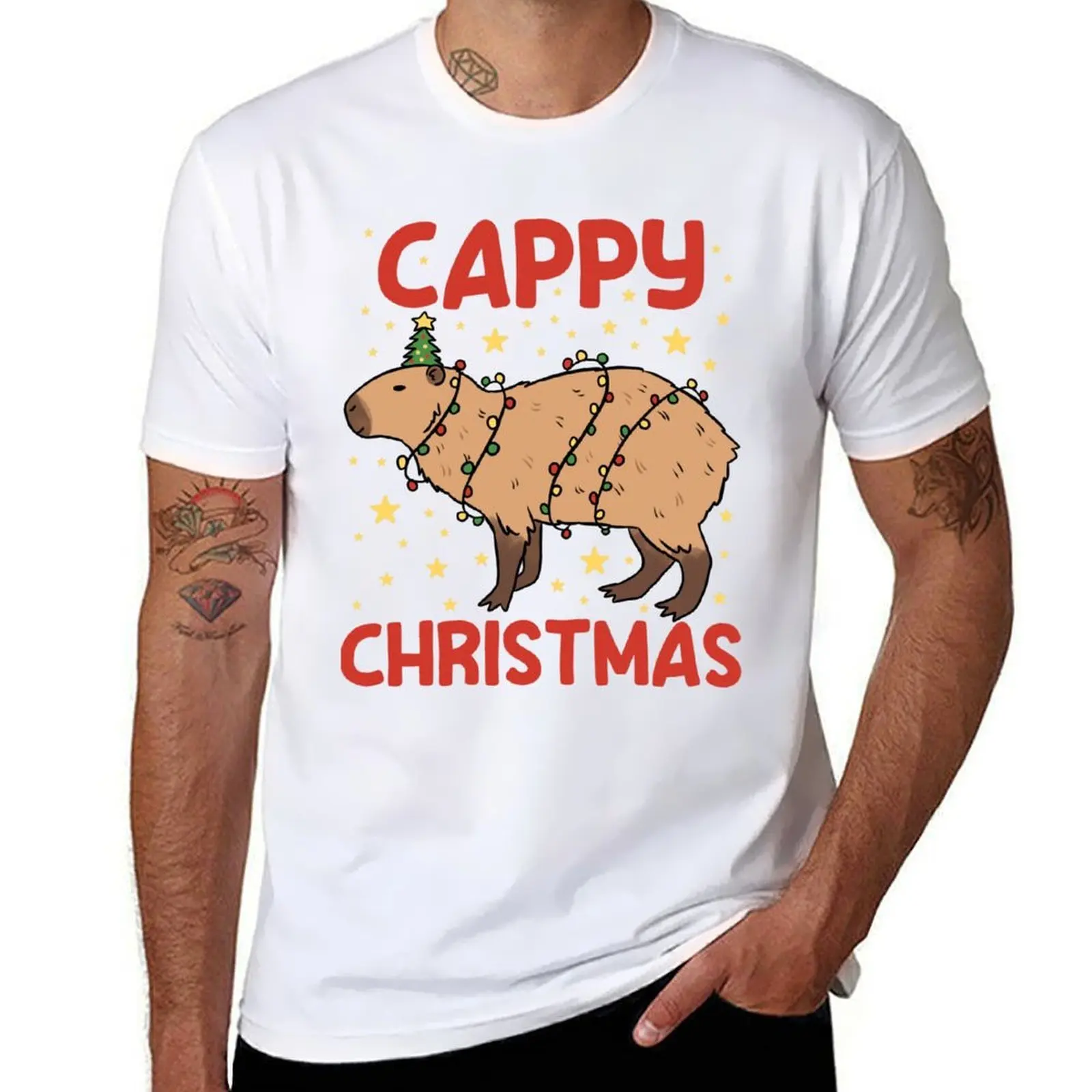 

Cappy Christmas a cute Christmas capybara design T-Shirt anime t shirts oversize t shirts for man slim fit T-Shirt