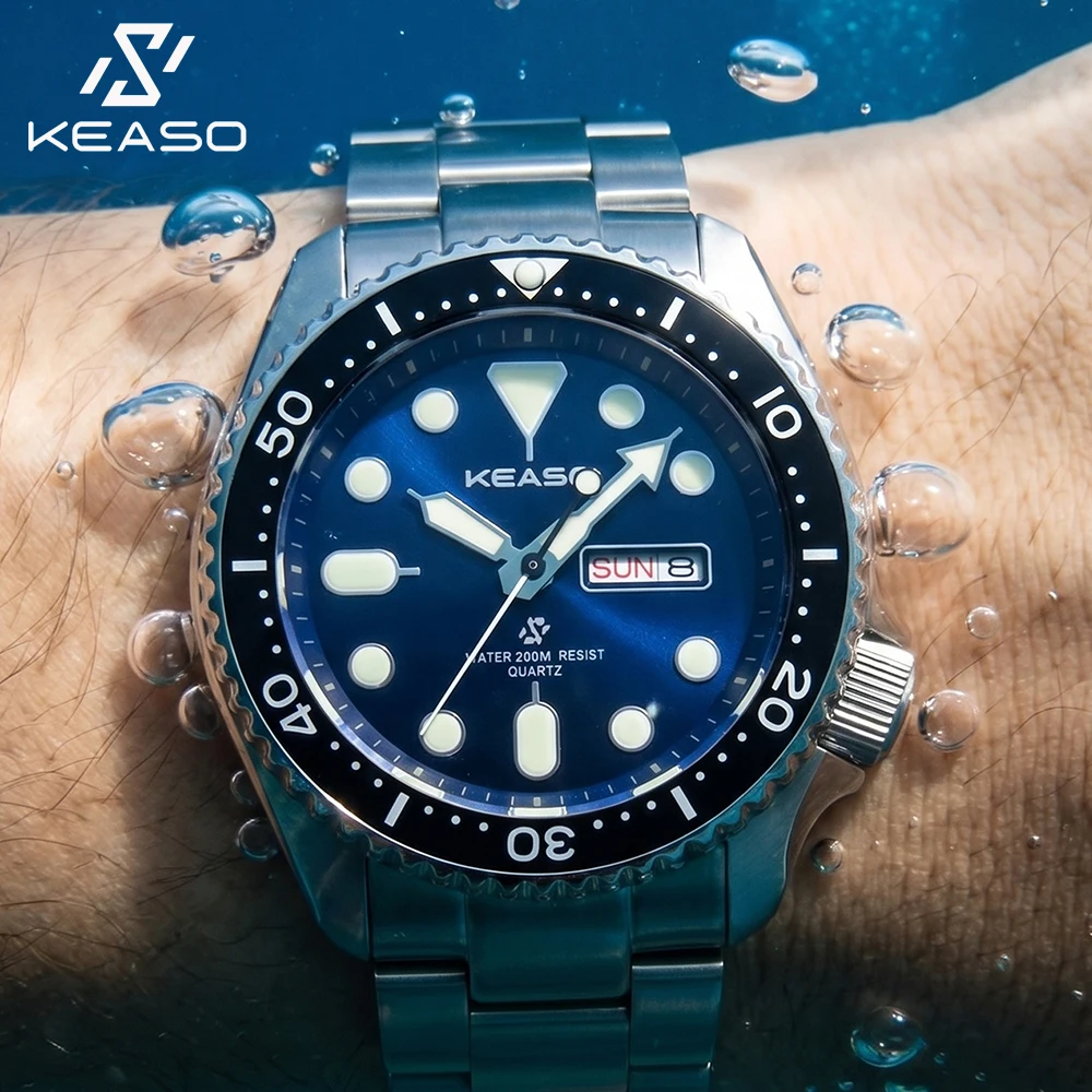 KEASO Fashion Men Watches C3 Super Luminous 316L Solid Steel 20Bar Waterproof Sapphire Mirror MIYOTA 2035 Quartz Movement Watch view 3