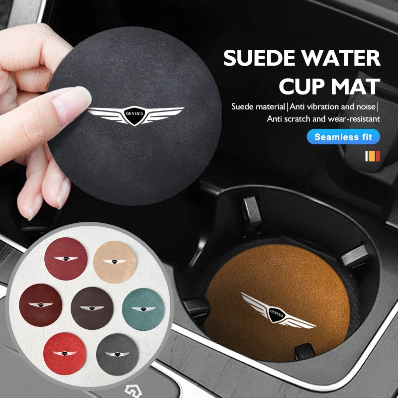 Car Coaster Water Cup Holder Anti-Slip Pad Suede Accessories For GENESIS gv60 Suv Coupe 3.8 2022 gv80 gv70 g70 g80 g90