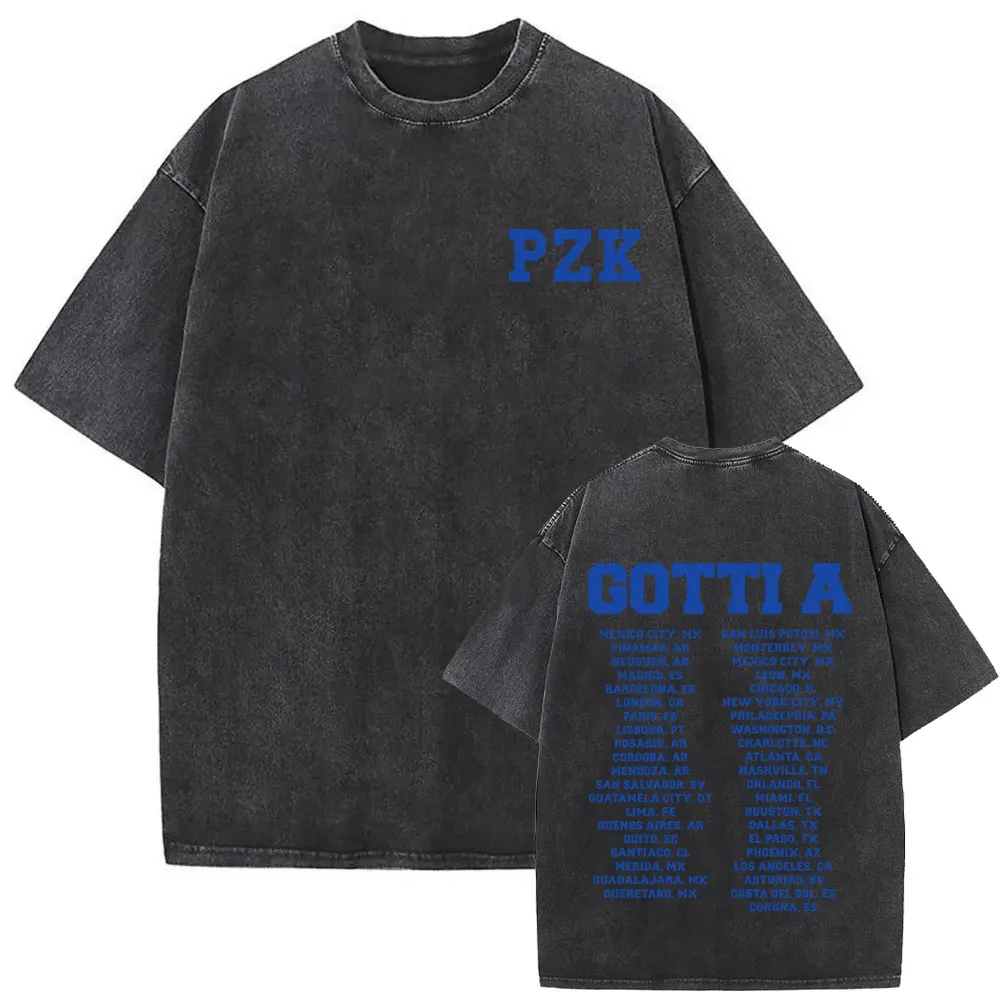 Camiseta Vintage Lavada de Tiago PZK, Merch del Álbum 2026, Camiseta de Hip Hop para Hombre, de Manga Corta, Estilo Oversize, Casual y a la Moda