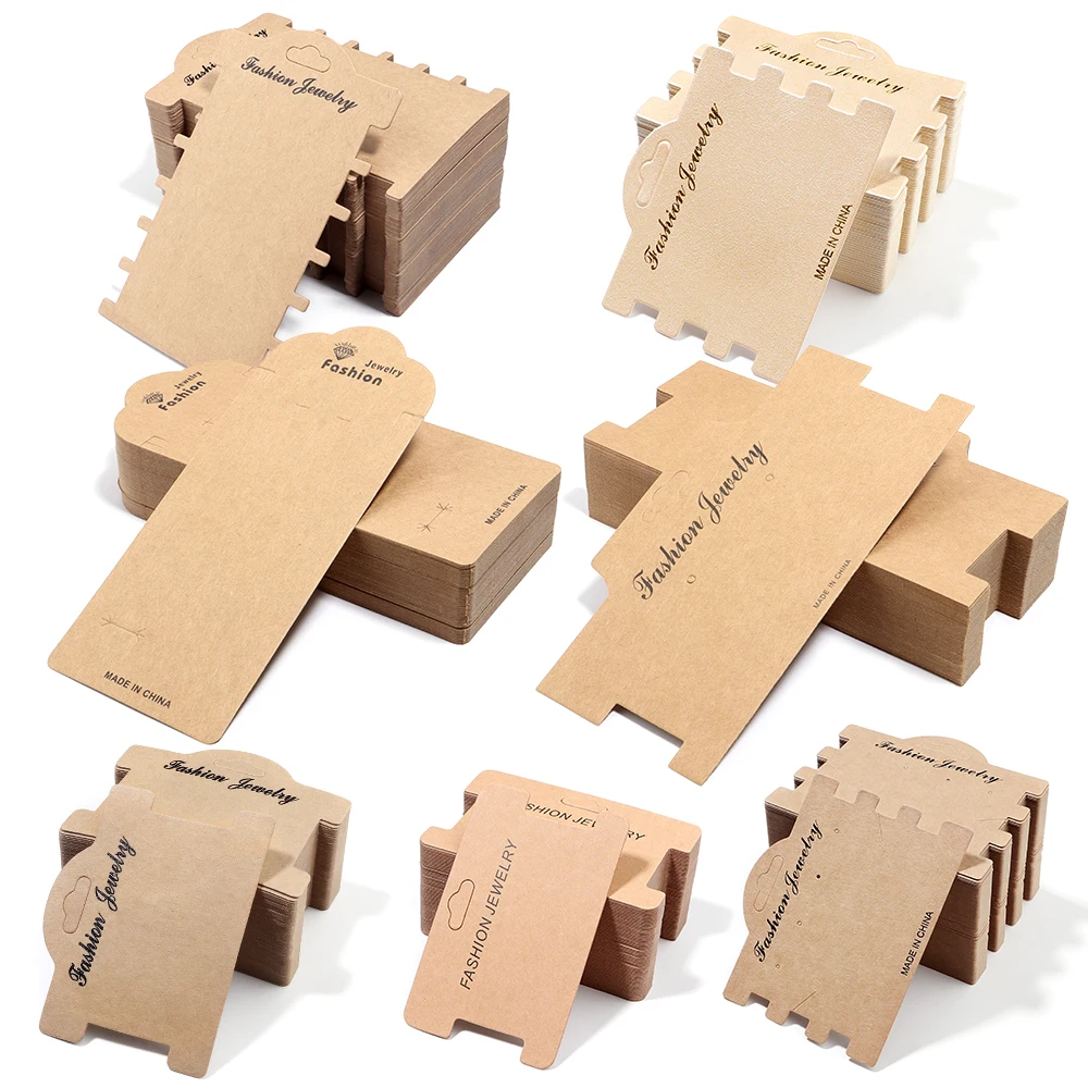 20 pcs/lot Kraft Paper Card Earring Jewelry Display Cards Kraft Paper Tags Organizer Cardboard For Necklace Bracelet Hair Band