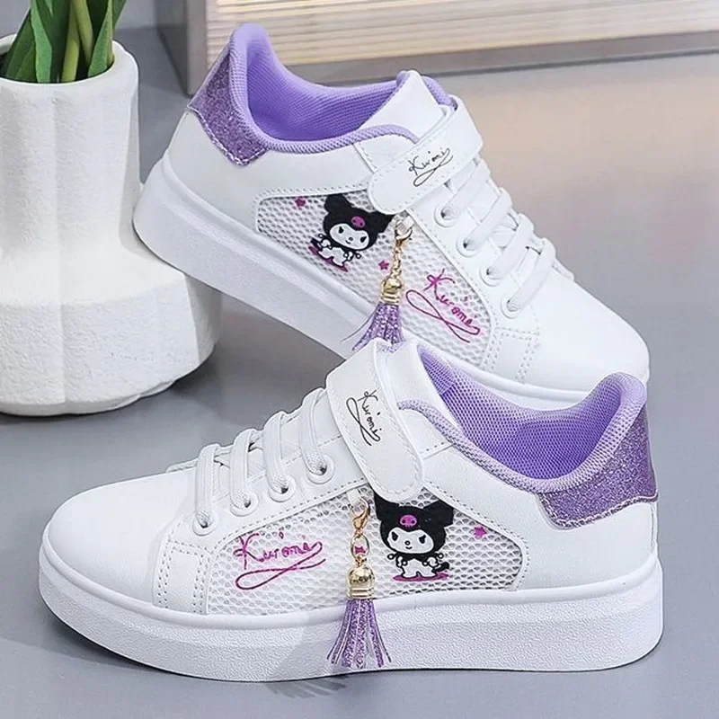 Sanrio kuromi 2023 Girl Flat Shoes Breathable Sneakers Student Running Shoes Cartoon Cute Board Shoes My Melody Casual Shoes