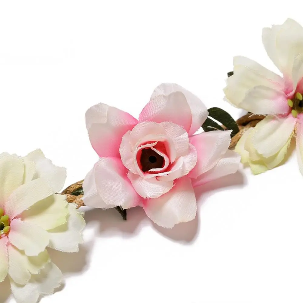 Anneau de cheveux de guirxiété de rose de mariage de fille, accessoires de cheveux, cinq fleurs