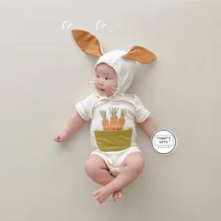 Funny Rabbit Newborn Baby Clothes Boy Girl Bodysuits ropa de bebe Short Sleeves Cotton Baby Romper Korean Baby Outfits With Hat