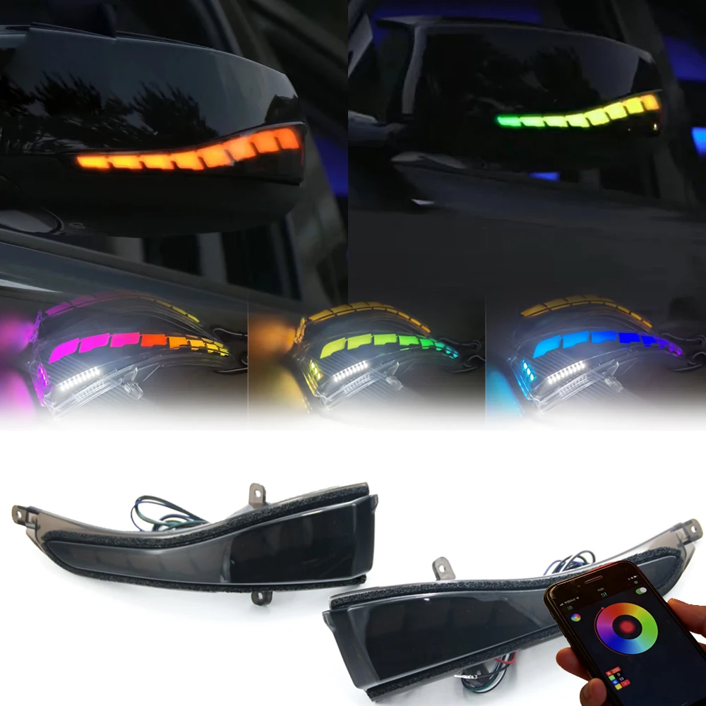 16Color Flash RGB App Control Side Rearview Mirror LED Light for Infiniti Q50 2014-2024 Auto Assembly Parts DRL Puddle Lamp