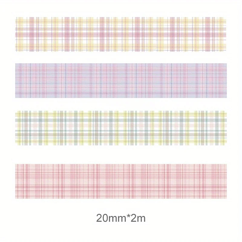 4pcs Plaid Washi Tape Set for Journals, Planners Scrapbooking Gift Wrapping
