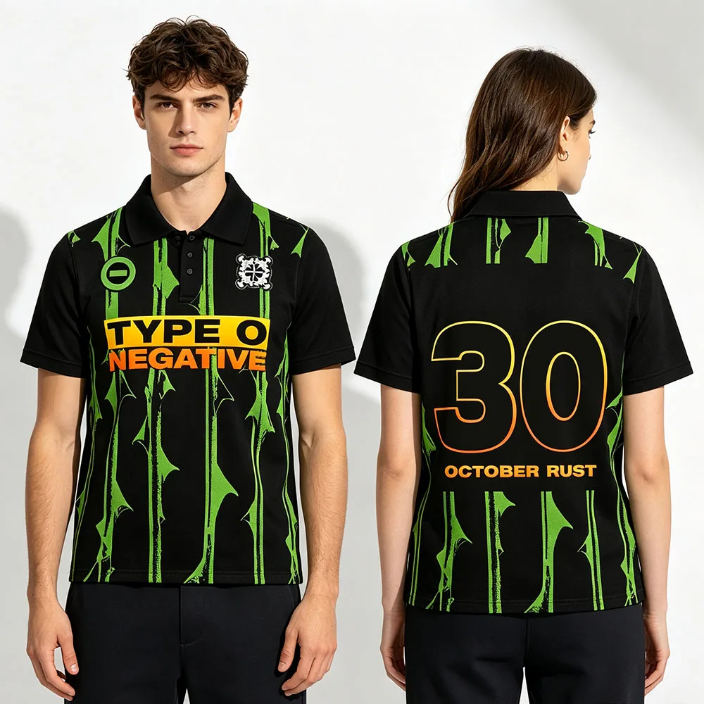 October Rust 30 Polo Shirt Jersey Type O Negative Band Design Tops Men Women 3‑Buttons Clothing Print Short Sleeve Streetwear