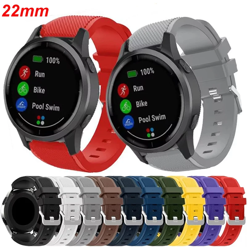 22 mm Silikonarmband für Garmin Vivoactive 4 Venu 2 3 Band Forerunner 745 965 265 255 Music Bra Celet Correa für Garmin Active