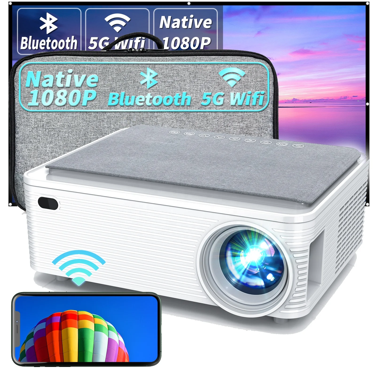 Hot Native 1080P Mobile Phone T2 Max Best Mini Pocket 8000 Lumen Wholesale X5 Projector Screen