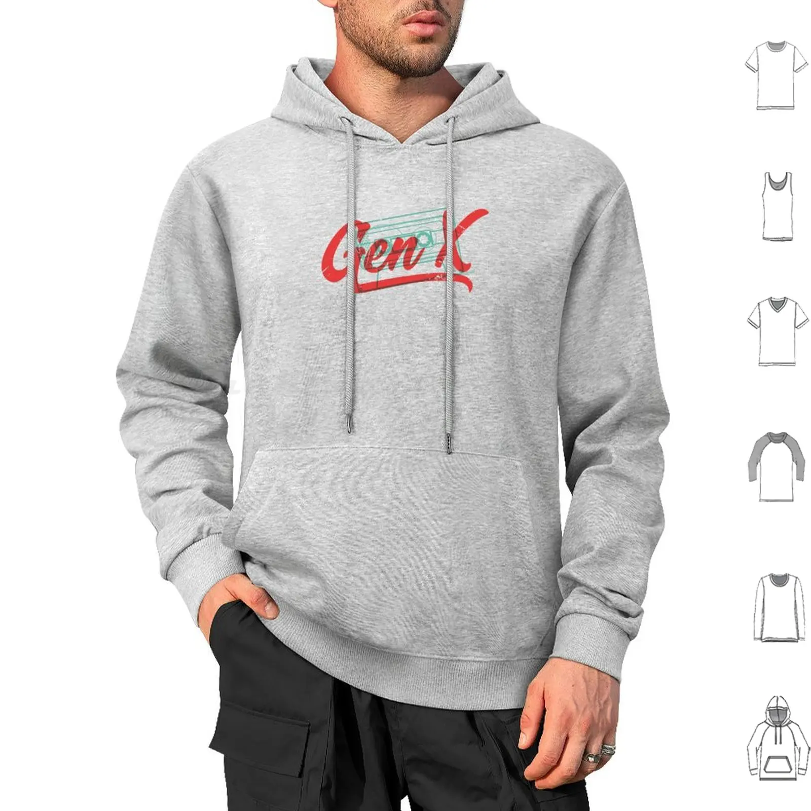 Generation X-Cassette Tape Hoodie Cotton Long Sleeve Generation X 60s 1960 80s 1980s Gen X Cassette Tape Retro Vintage