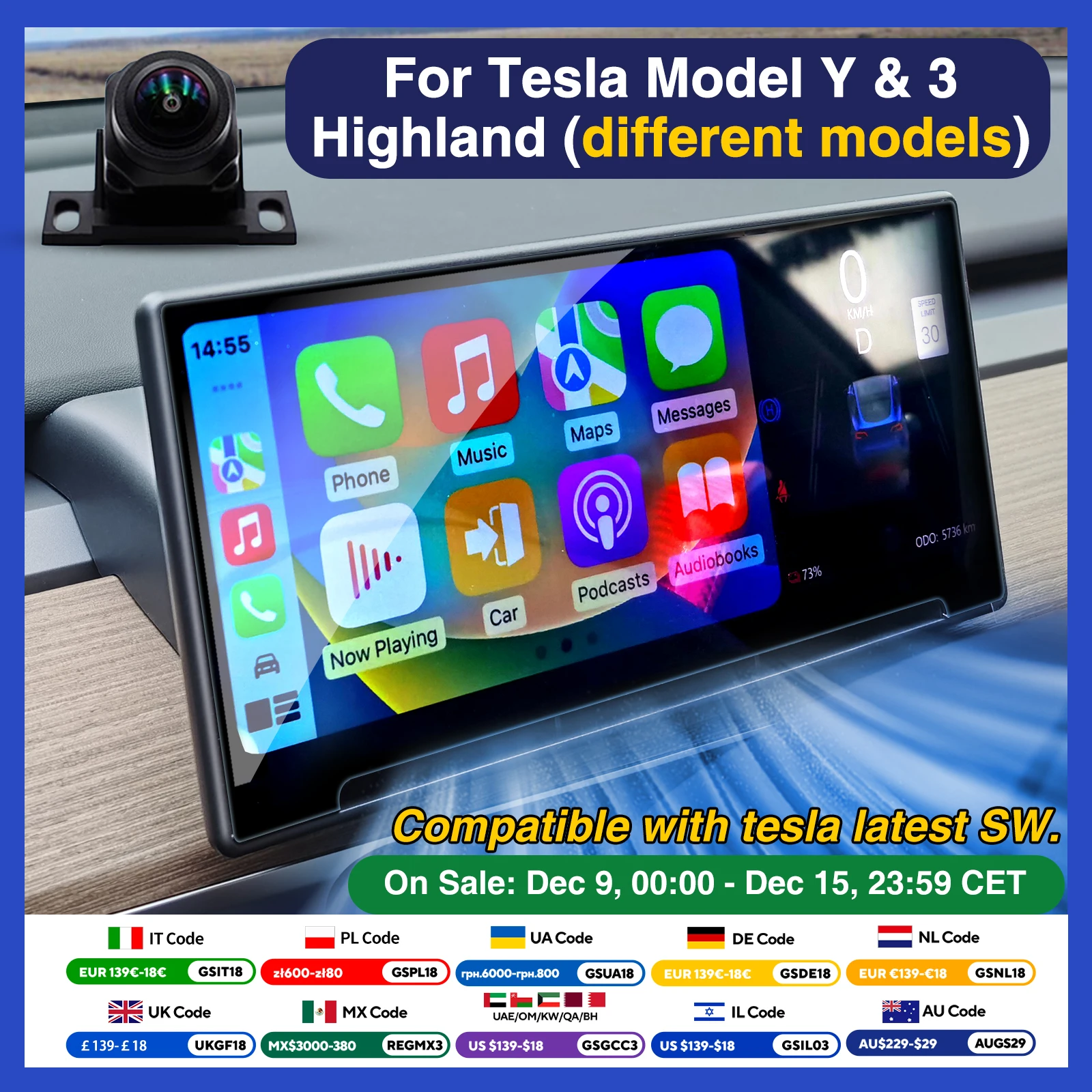 HUD Tesla Model Y Head Up Display Model 3 front Screen Highland Instrument Cluster Air Vent F9 Driver Dashboard Speedometer 2024