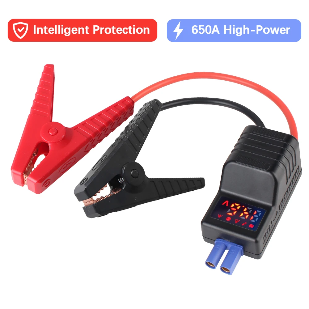 650A 12V Anti Reverse Connection With EC5 Plug Connector Emergency Jumper Cable Clip Intelligent Clamp Booster