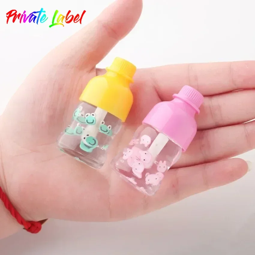 Custom 5ml Cola Bottle Lip Oil Norish Moisturizer Long Lasting Clear Cute Little Animal Lip Plumper Reduce Liplines Bulk Makeup