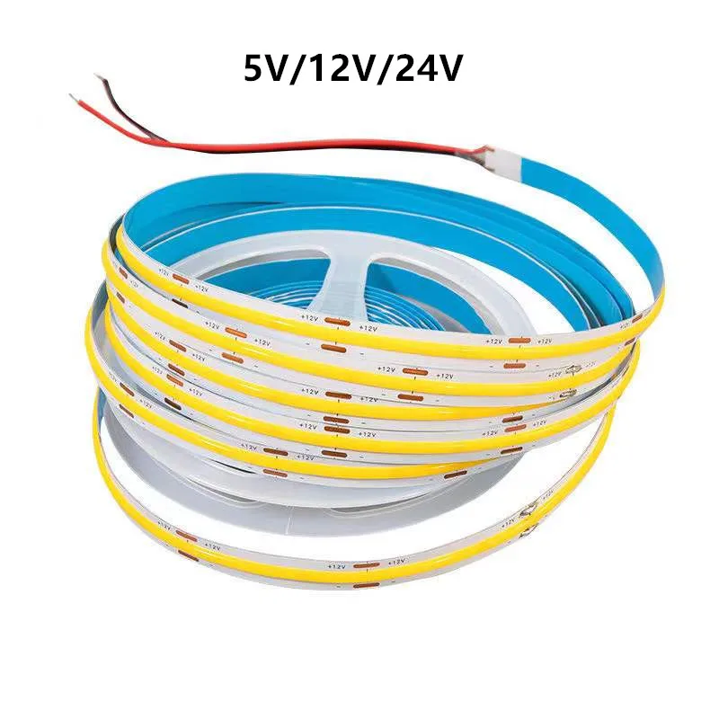 COB LED Strip Ánh Sáng 5V 12V 24V Mật Độ Cao Linh Hoạt BĂNG BĂNG 320 LEDs RA90 Trắng Tự Nhiên trắng 4000K Warm Trắng Thay Đổi Độ Sáng 8MM