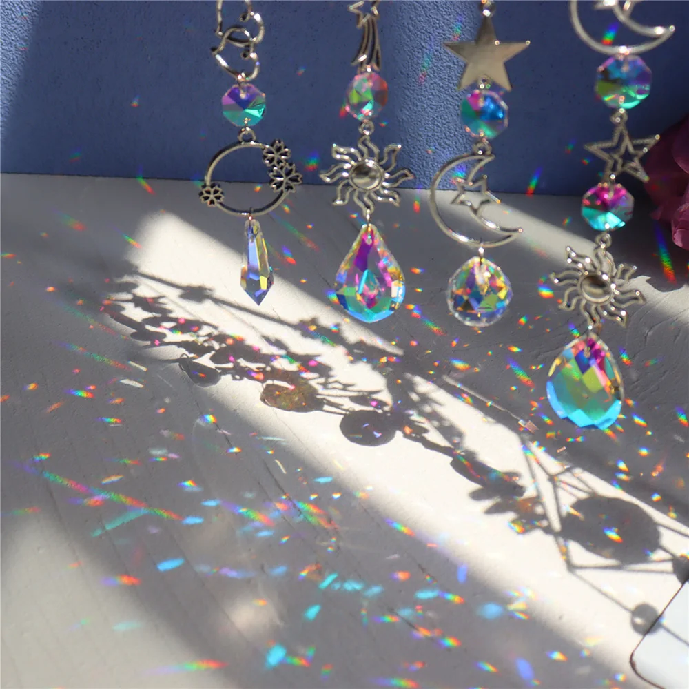 Crystal Sun Catcher For Window Hanging Suncatchers Prismas With Chain Rainbow Maker Catch Sun Glass Prisms Decor for Home Garden