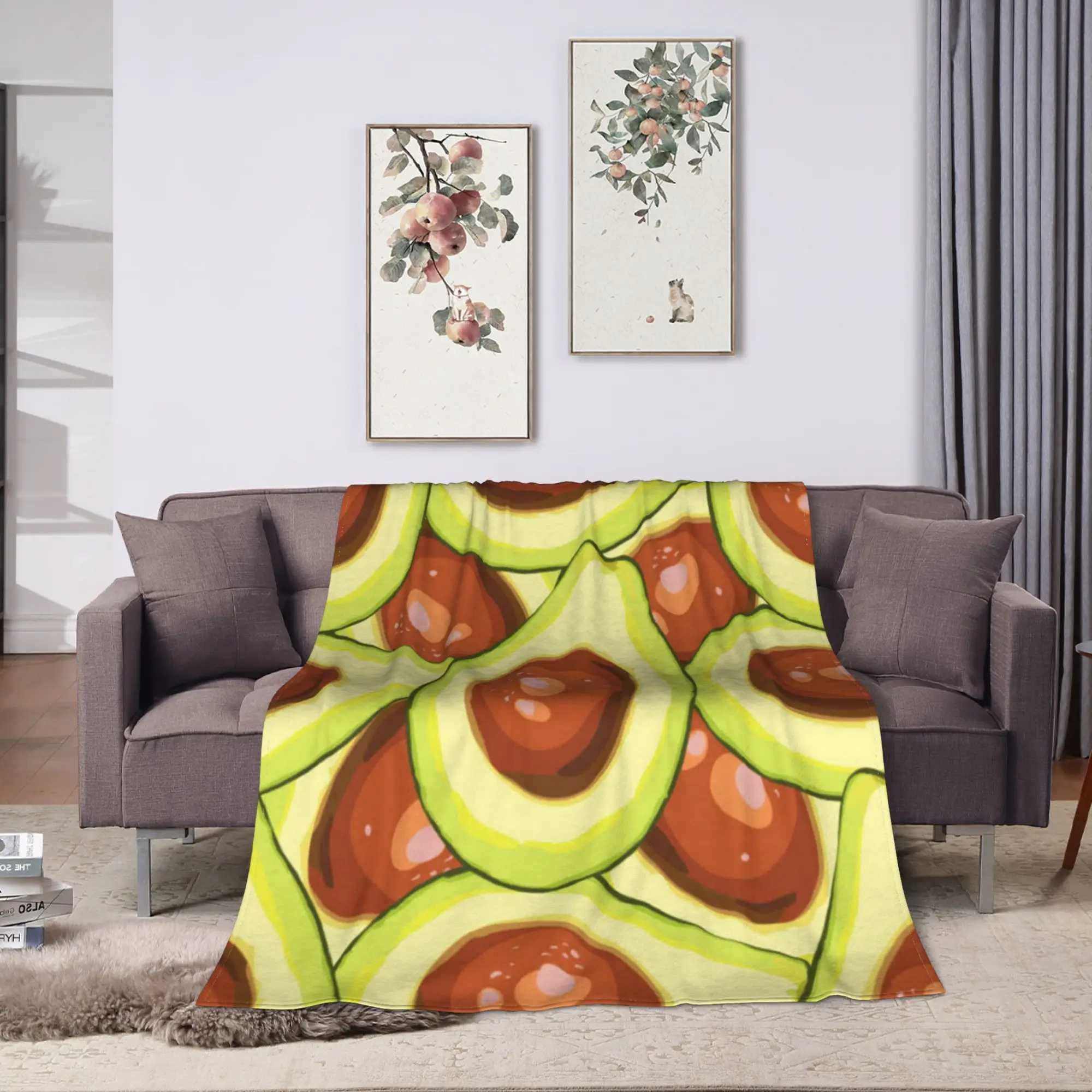 Cute Fruit Vegetable Warm Soft Blanket  Girls Boys Plush Bedding Throws Print Couch Chair Flannel Bedspread Sofa Bed Cover