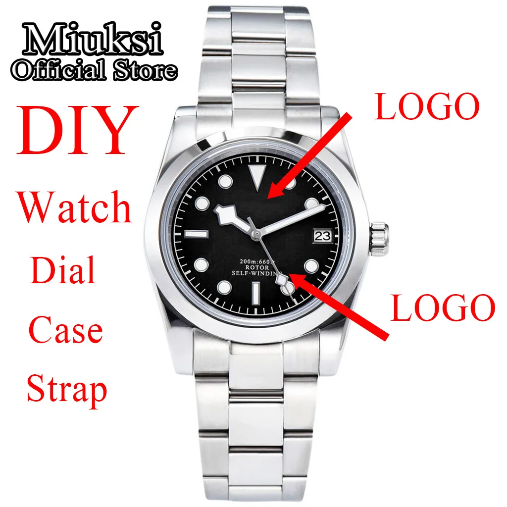 Miuksi Personalization NH35 36mm 39mm Mechanical Watch Fit NH35 Movement Automatic Sapphire Waterproof Wristwatch