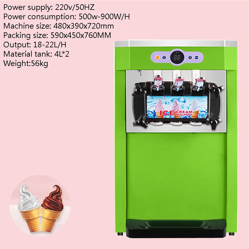 PBOBP 3 Flavor Soft Ice Cream Machine Summer Business Stainless Steel Yogurt Maker Automatic Preservation Pre-Cooling