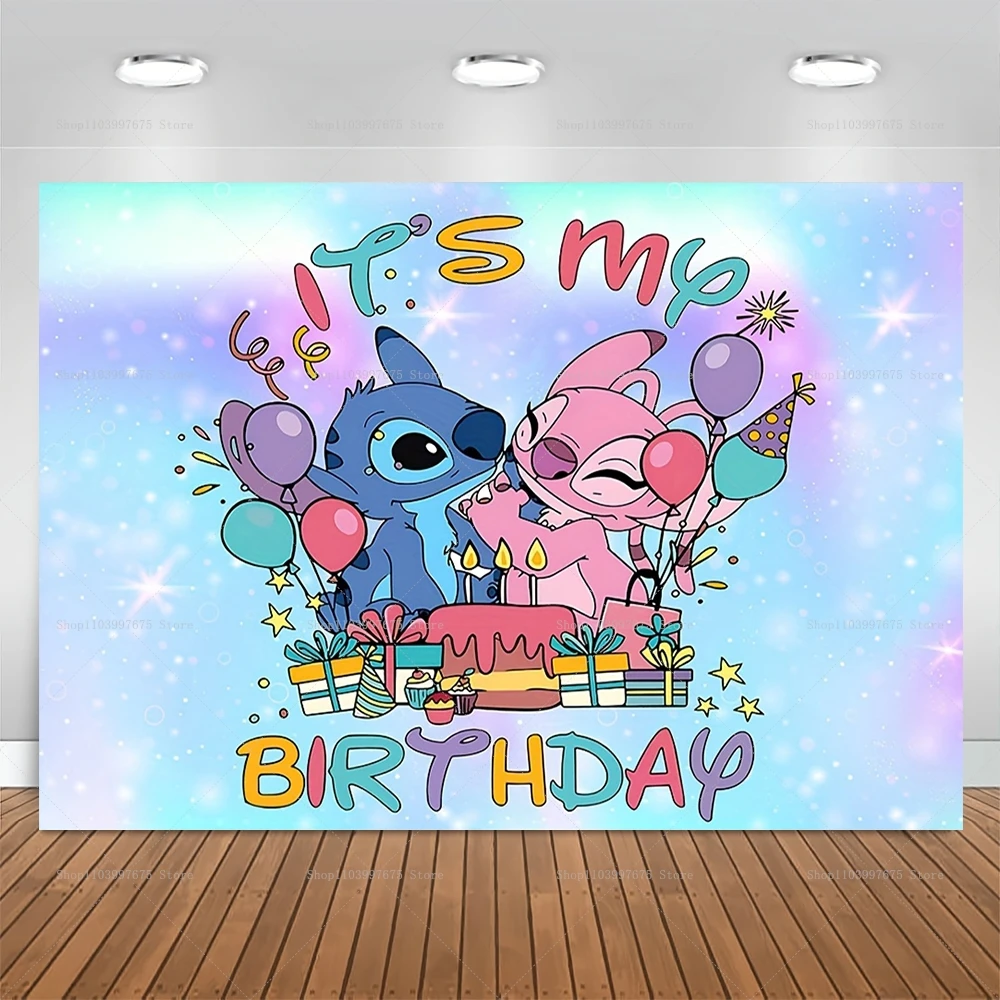 Disney Lilo & Stitch Photography Backdrop Children\'s Birthday Decor Background Party Supplies Baby Shower Banner Photo Studio