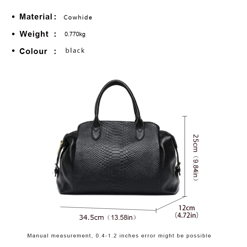 Aidrani Light Luxury Genuine Leather Women\'s Bag with Crocodile Pattern Large Capacity Women\'s Handbag Black Commuter Multi func