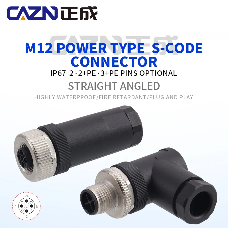 Hot sales M12 Plastic Straight Angled Assembled Connectors M12 S Code Type Male Female PG9 PG11 Metal Connectors