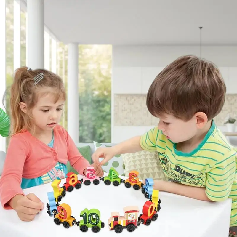 Number Train Toys Wooden Educational Magnetic Number Train Board Game Funny Fine Motor Skills Educational Toys For Kids Child Bo