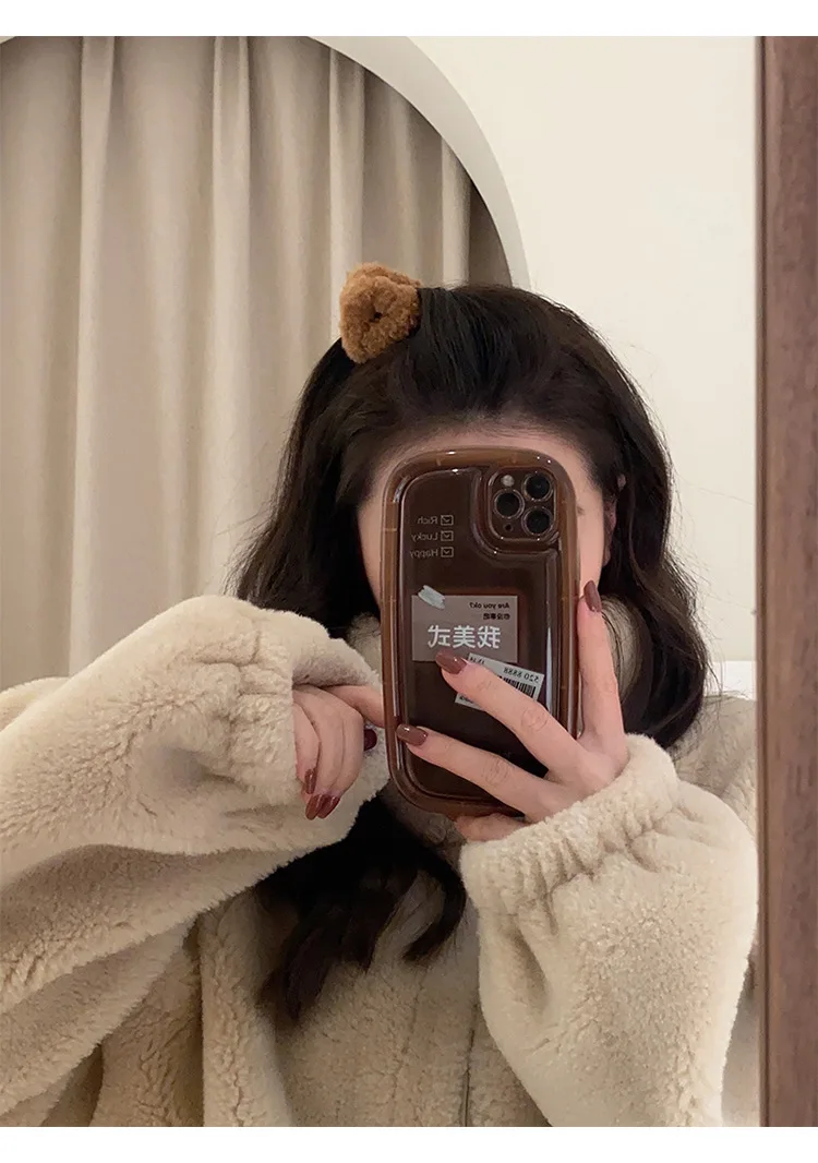 Fashion cute salt-sweet plush cat ear clip back head clip half hair scrap clip Cute lamb hair clip small clip