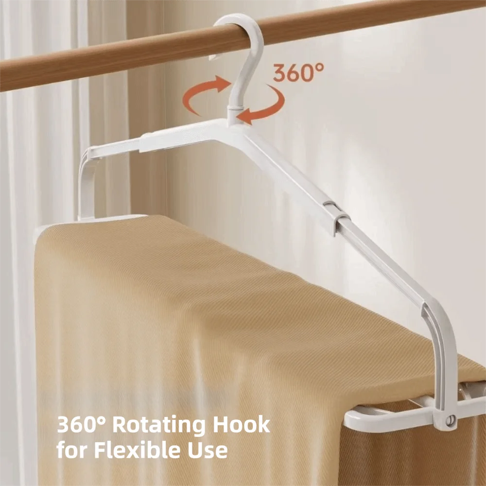Non-Slip Foldable Clothes Hanger Windproof Multi-functional Quick Dry Hanger Save Space Rotatable Clothes Drying Rack Wet/Dry