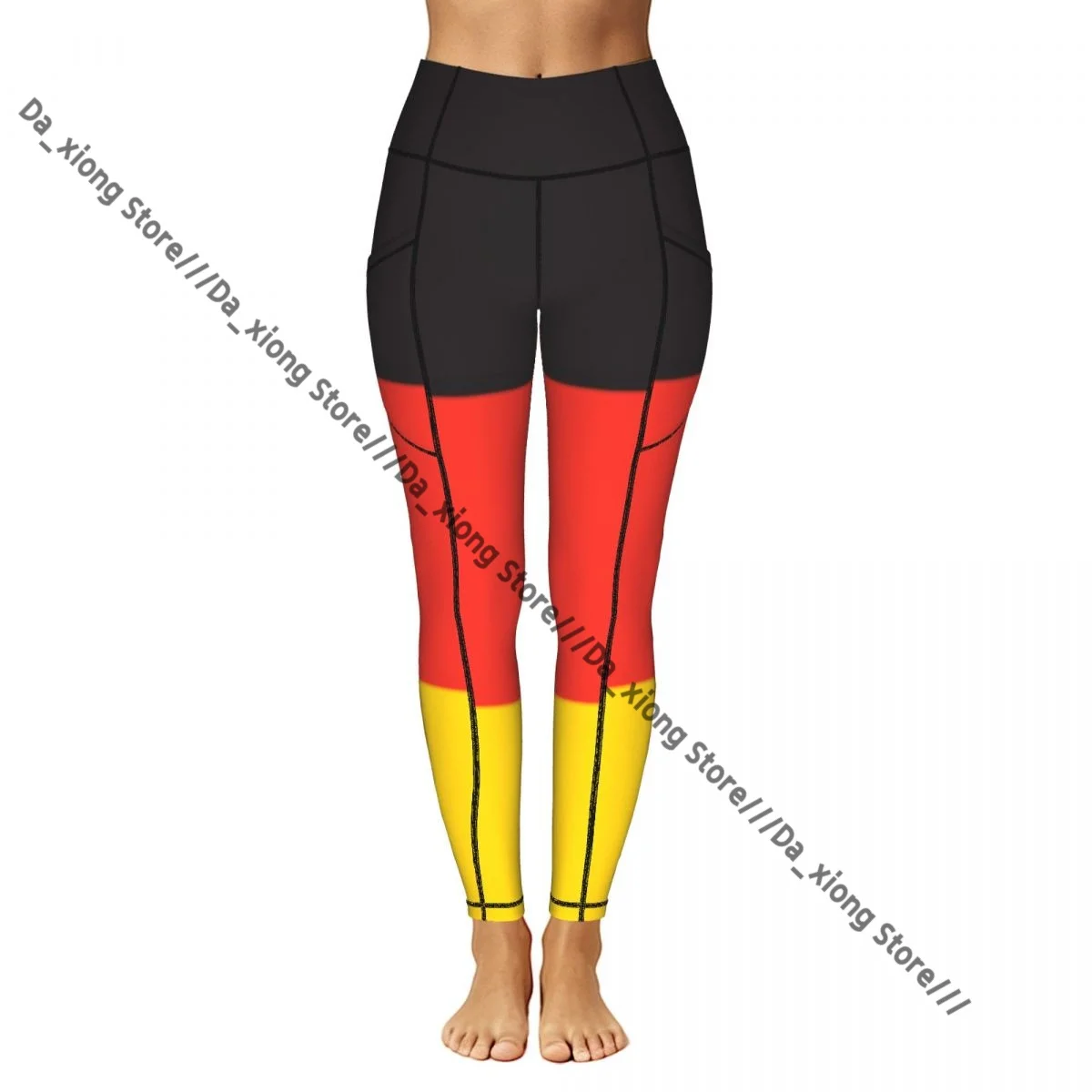 German Flag Women Yoga Pants With Pockets Stretch Slim Fitness Leggings