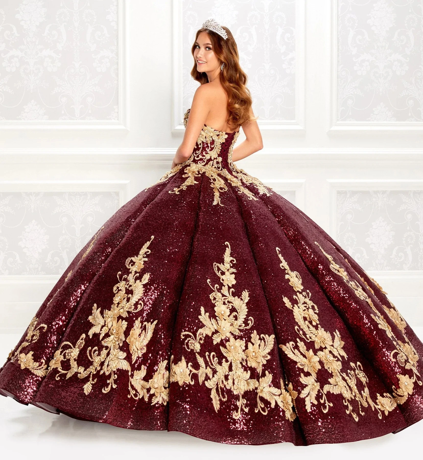 Burgundy Charro Quinceanera Dresses Ball Gown Sweetheart Sequins Appliques Puffy Mexican Sweet 16 Dresses 15 Anos