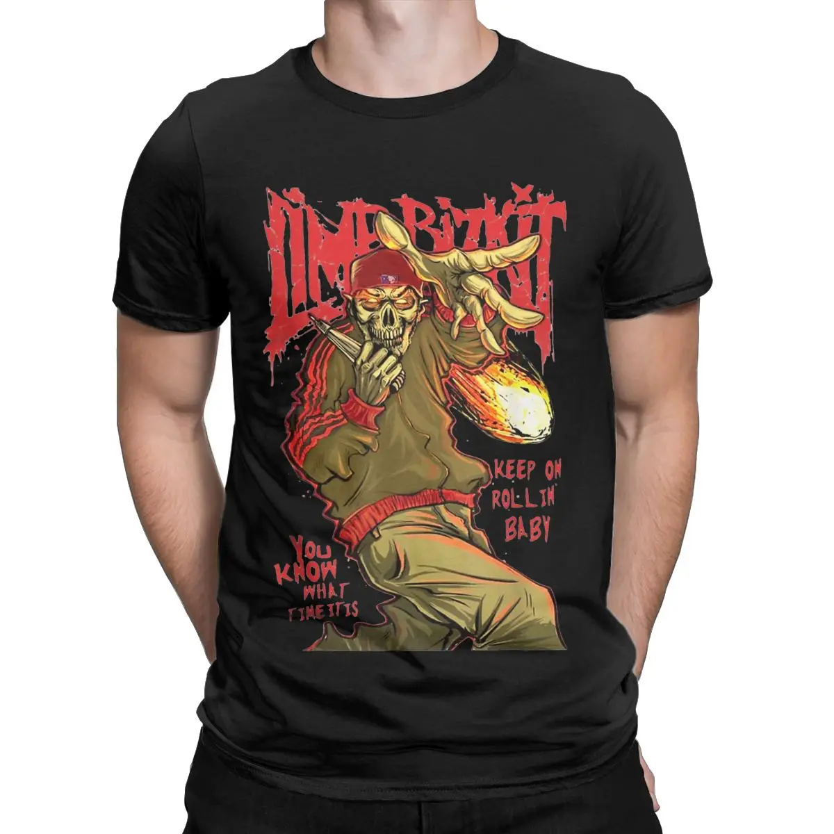 Limp Bizkit-camisetas de manga corta con cuello redondo para hombre, ropa de algodón puro, talla grande