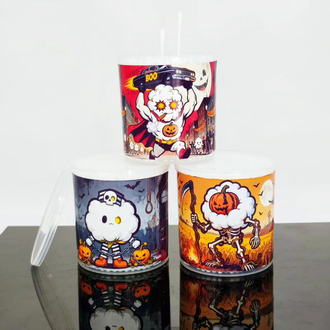 800 Stück/1000 Stück Halloween-Thema-Design, Wattestäbchen, Zylinderbox, Geschenk, Wattebausch